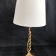 Lampe torsadée en métal doré années 70 abat-jour blanc