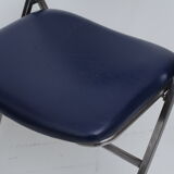 Chaise pliable skaï bleu pieds chromés