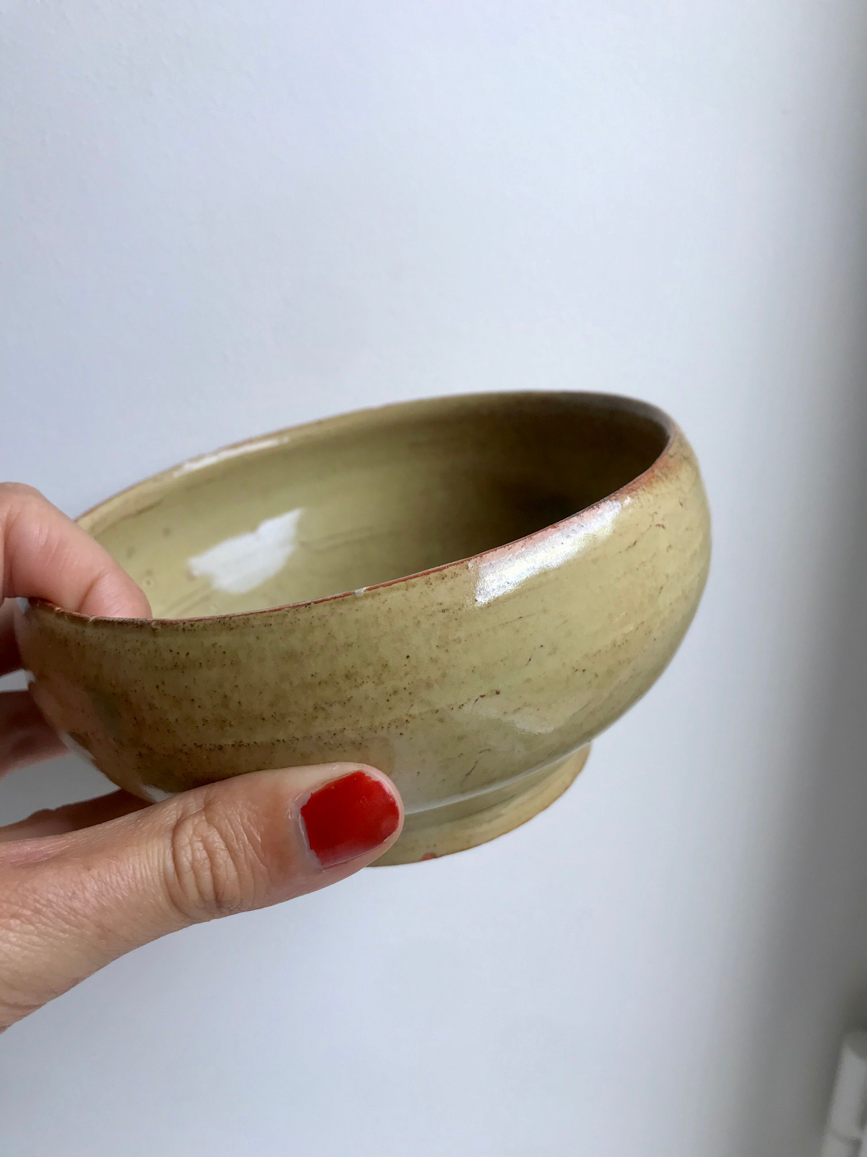 Ceramic bowl / glazed pottery signed 60s-70s