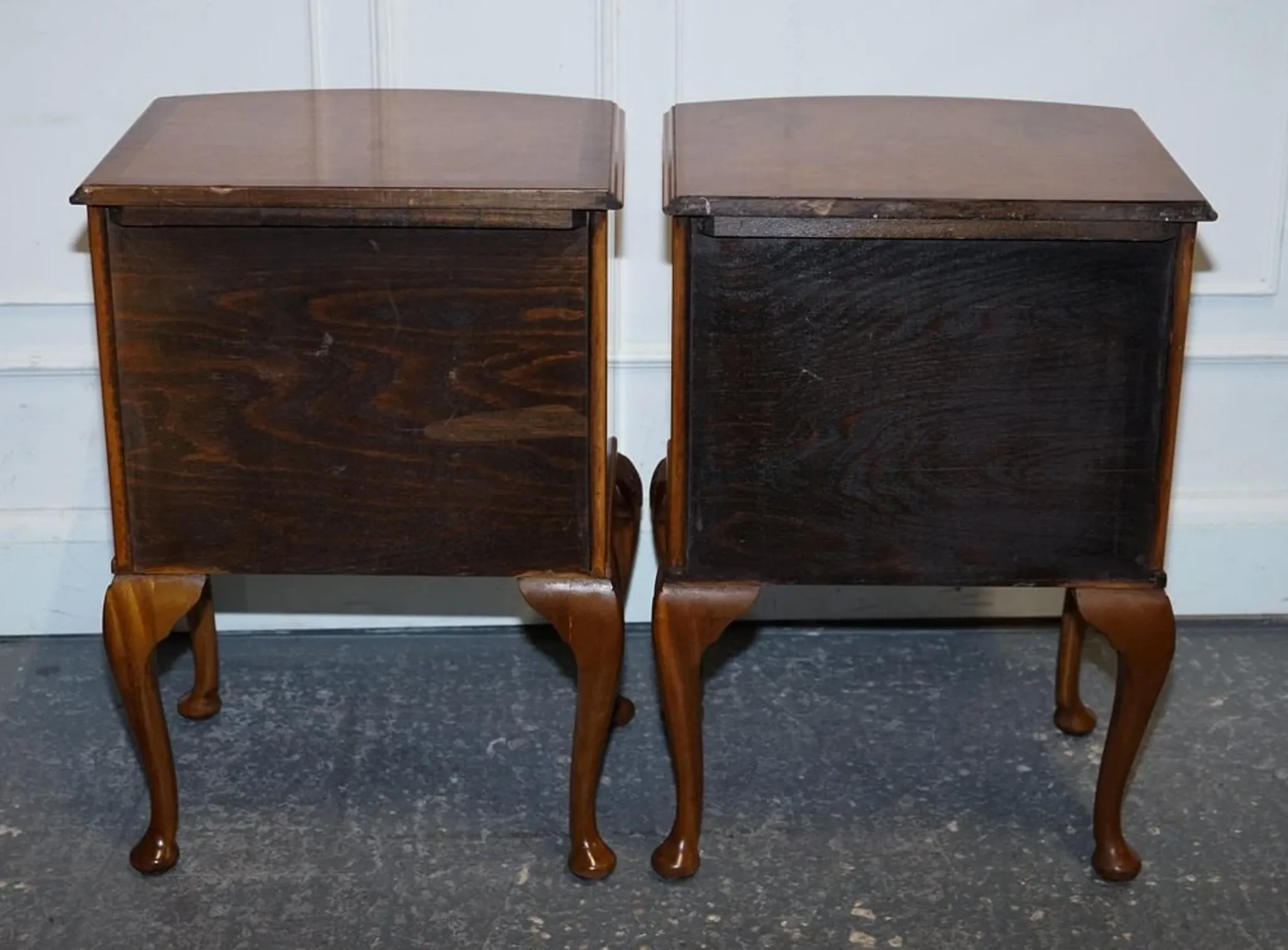 Art Deco Walnut Burl Bedside Tables, Set of 2