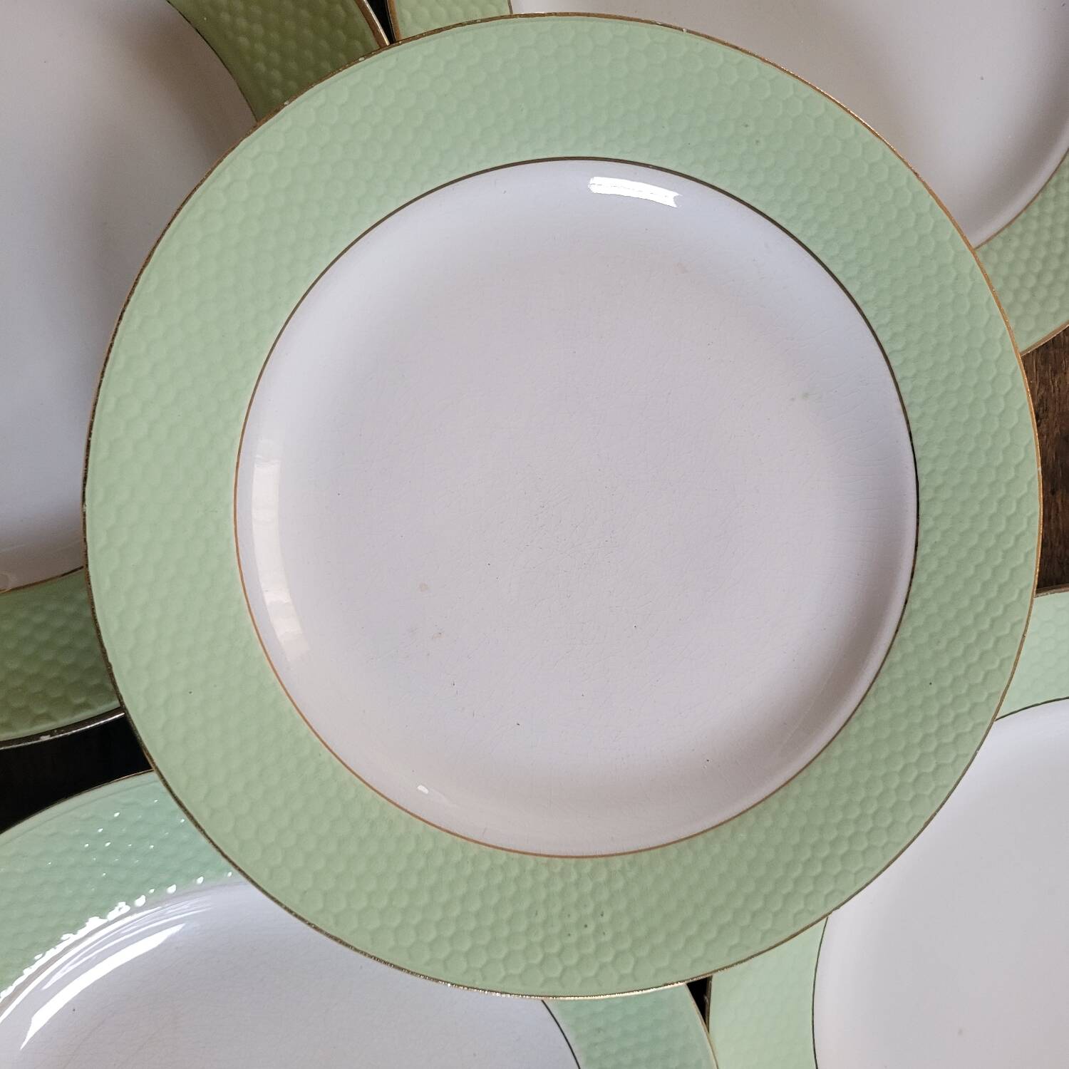 50s celadon green dinner plates