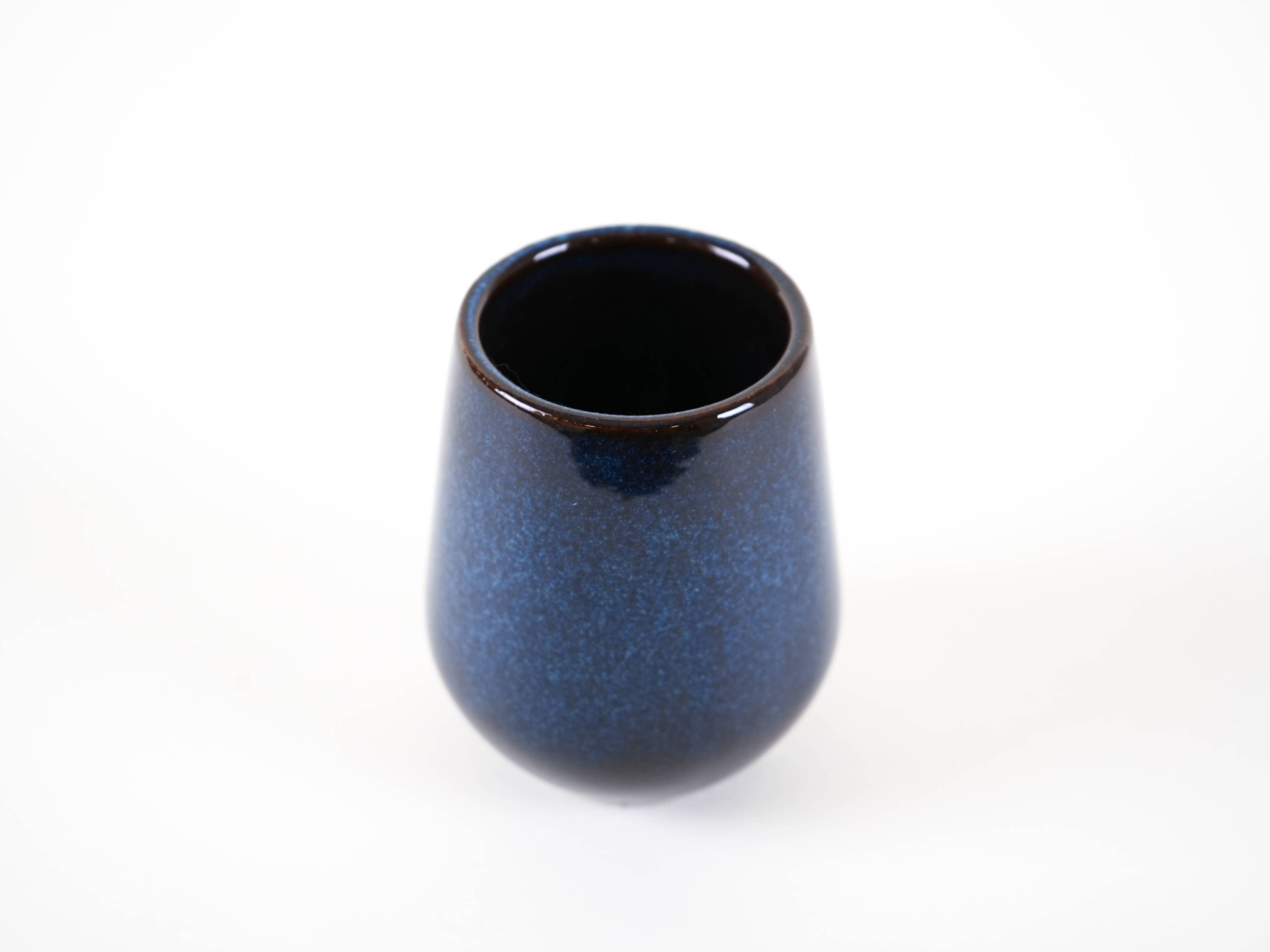 Vase en céramique bleu marine, design danois, années 1970, fabriqué au Danemark
