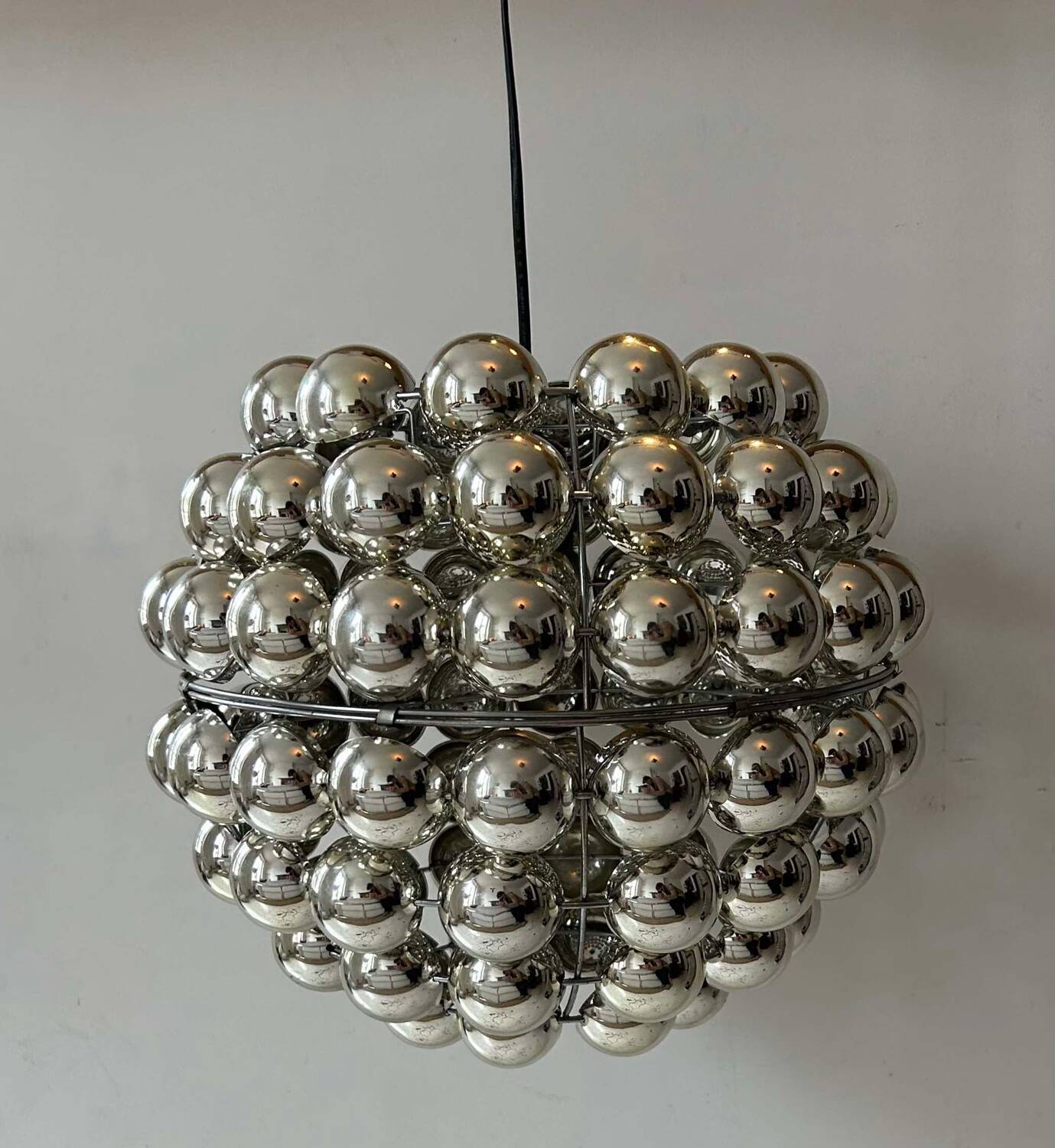 Vintage suspension, chrome half sphere, France 1970