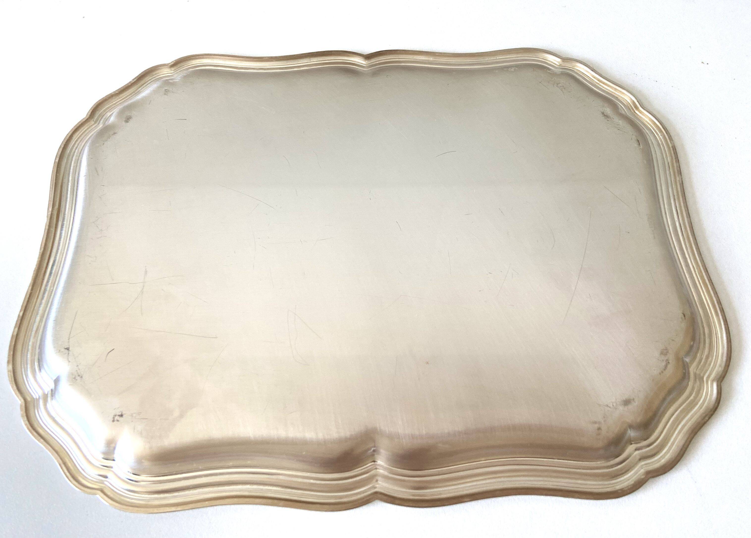Elegant Table Art Silver-Plated Metal Tray Louis XVI Vintage Style