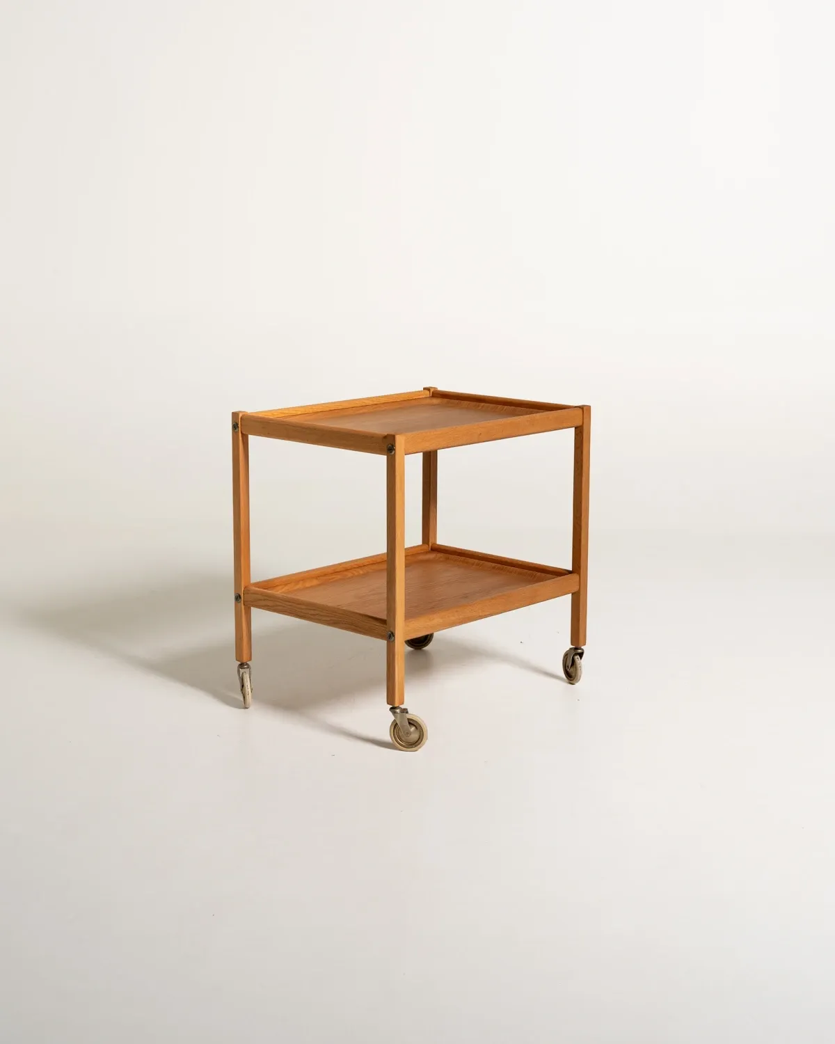 Scandinavian beech and oak trolley, 1960s