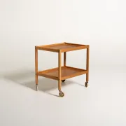 Chariot en hêtre et chêne scandinave, années 1960