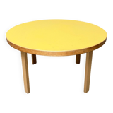 Mid-century modern yellow linoleum coffee table by Alva Aalto for Artek, Finland, 1960s.