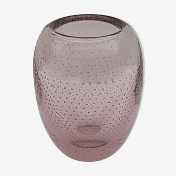 Murano mauve bubble glass vase