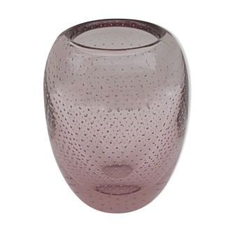 Murano mauve bubble glass vase