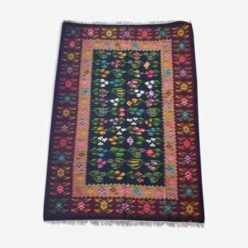 Tapis Oltenian floral, tissé à la main, Roumanie