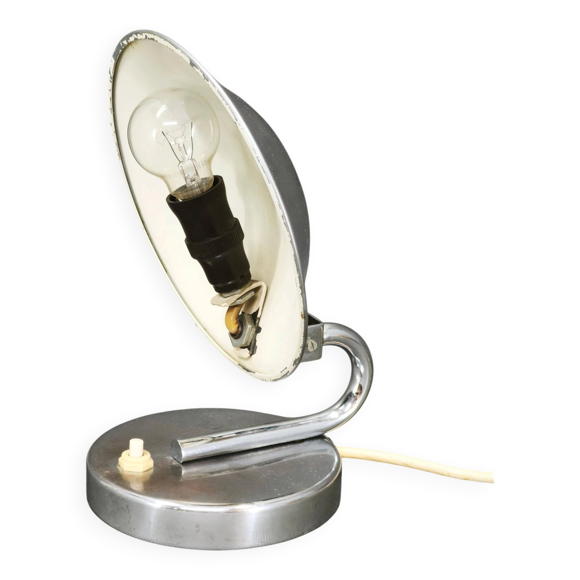 1930s Bauhaus Chrome Table Lamp Model 3530 by Napako, Czechoslovakia