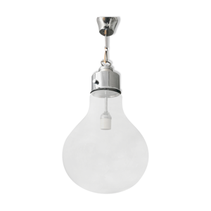 suspension « ampoule » verre et métal chromé 1970