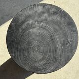 Black solid mango side table (monoxyle) with conical legs