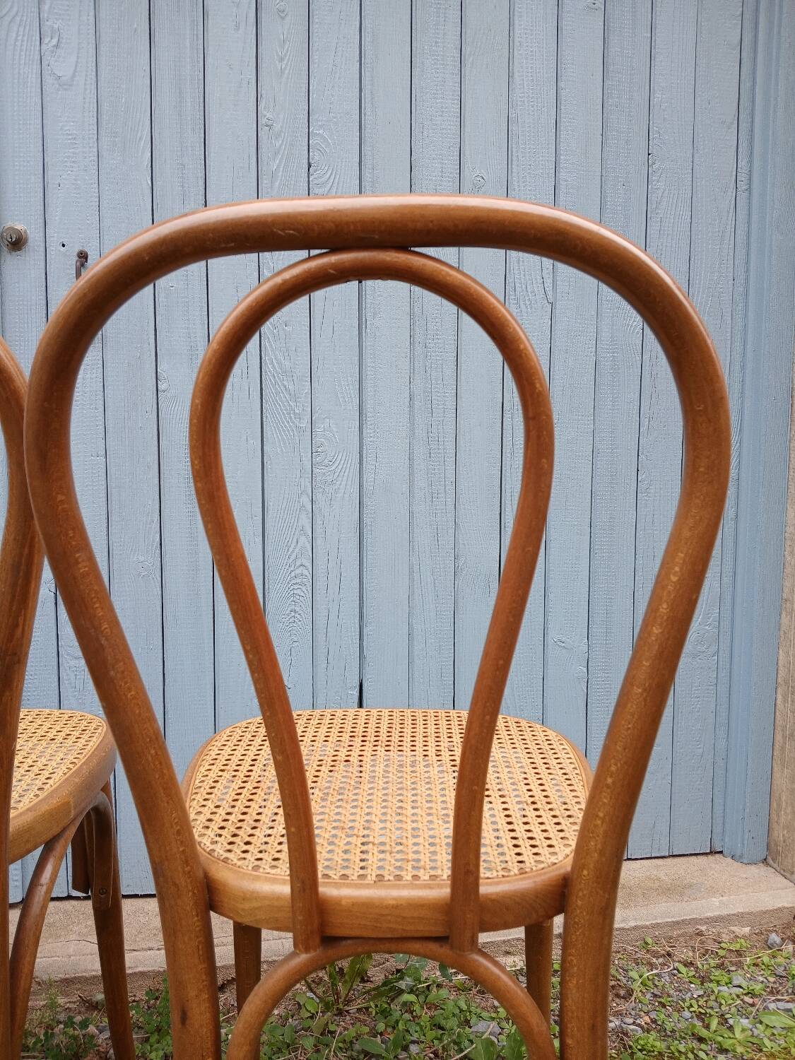3 antique bistro chairs with canework