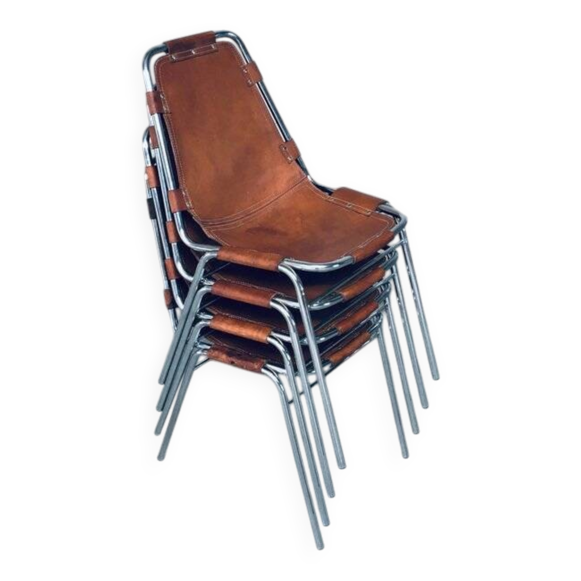 Italian Les Arcs Dining Chairs by Charlotte Perriand, 1960s, Set of 4