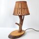 Vintage lamp wood & rattan 1950