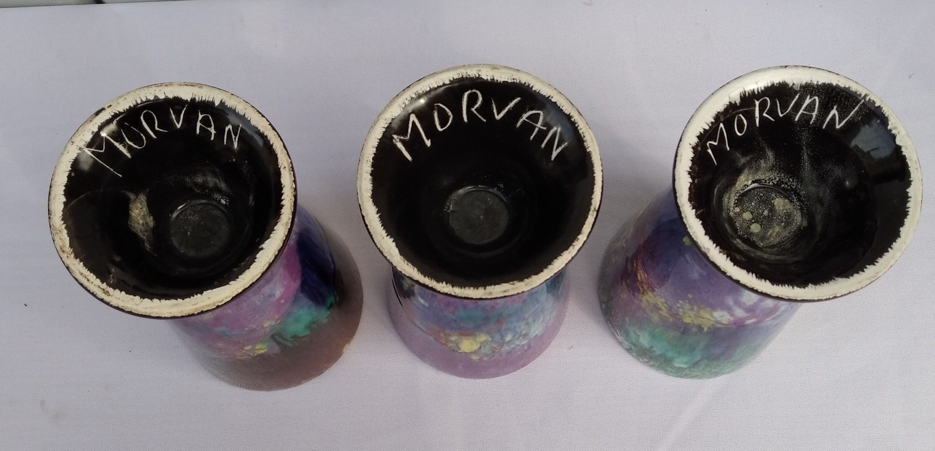 Set of three Morvan ceramic mazagrans