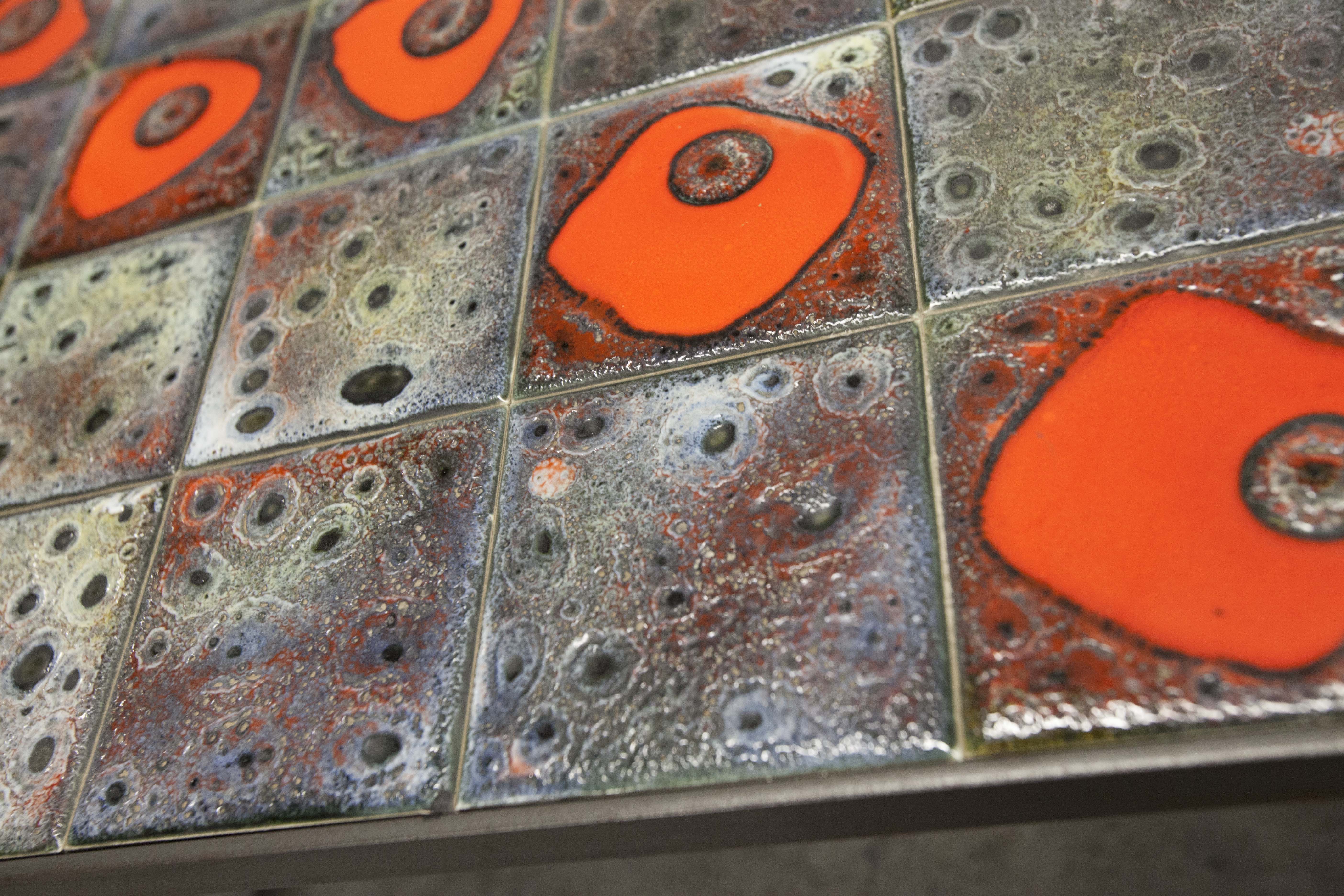 Seventies iron and ceramic coffee table