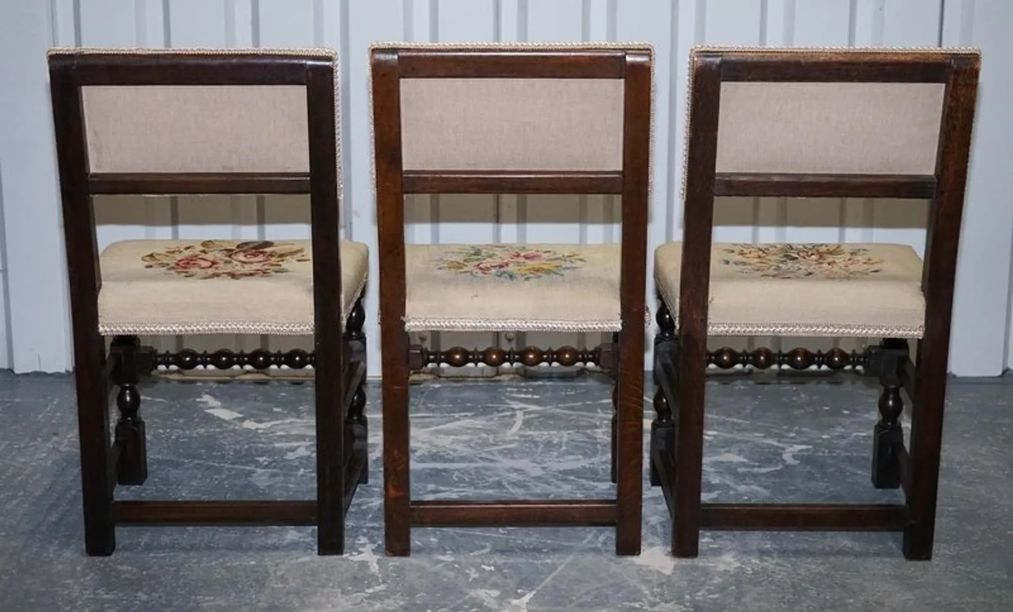 Victorian Floral Tapestry Dining Chairs, England, Set of 6