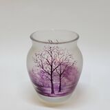 Ancien petit vase en cristal de bohême peint souvenir auvergne