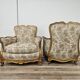 20th Century Italian Baroque Style Bergère Armchairs in Carved and Gilded W