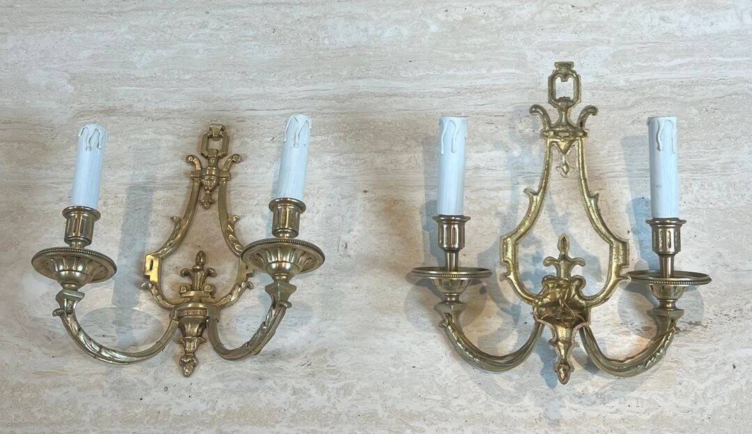 Pair of Bronze Wall Lights in Louis XVI Style by Lucien Gau