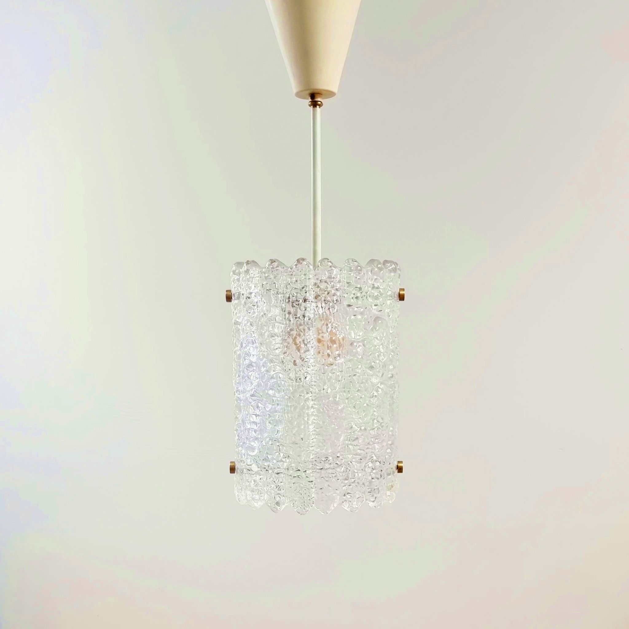 Scandinavian Brass & Glass Ceiling Light by Carl Fagerlund for Lyfa & Orrefors, 1960s