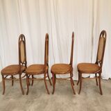 Set of 4 Vintage Bentwood Dining Chairs: Cane Back, Thonet Style