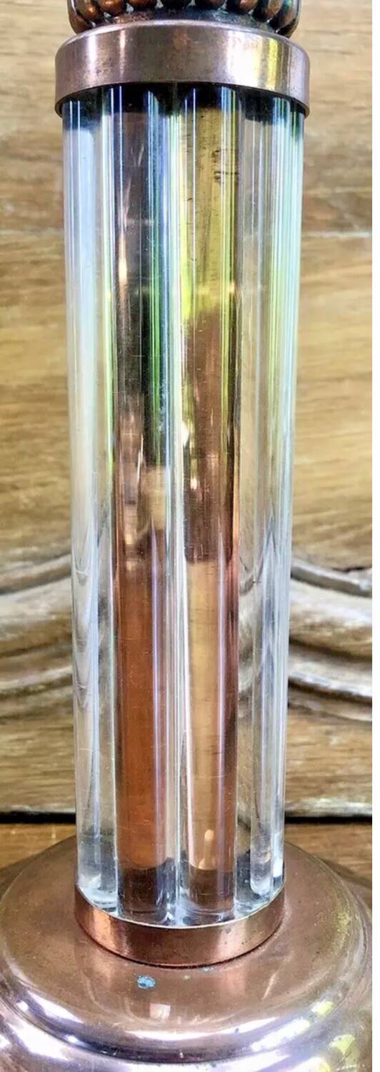 Art Deco lamp with glass tube base Petitot bird basin signed Jean Boris Lacroix