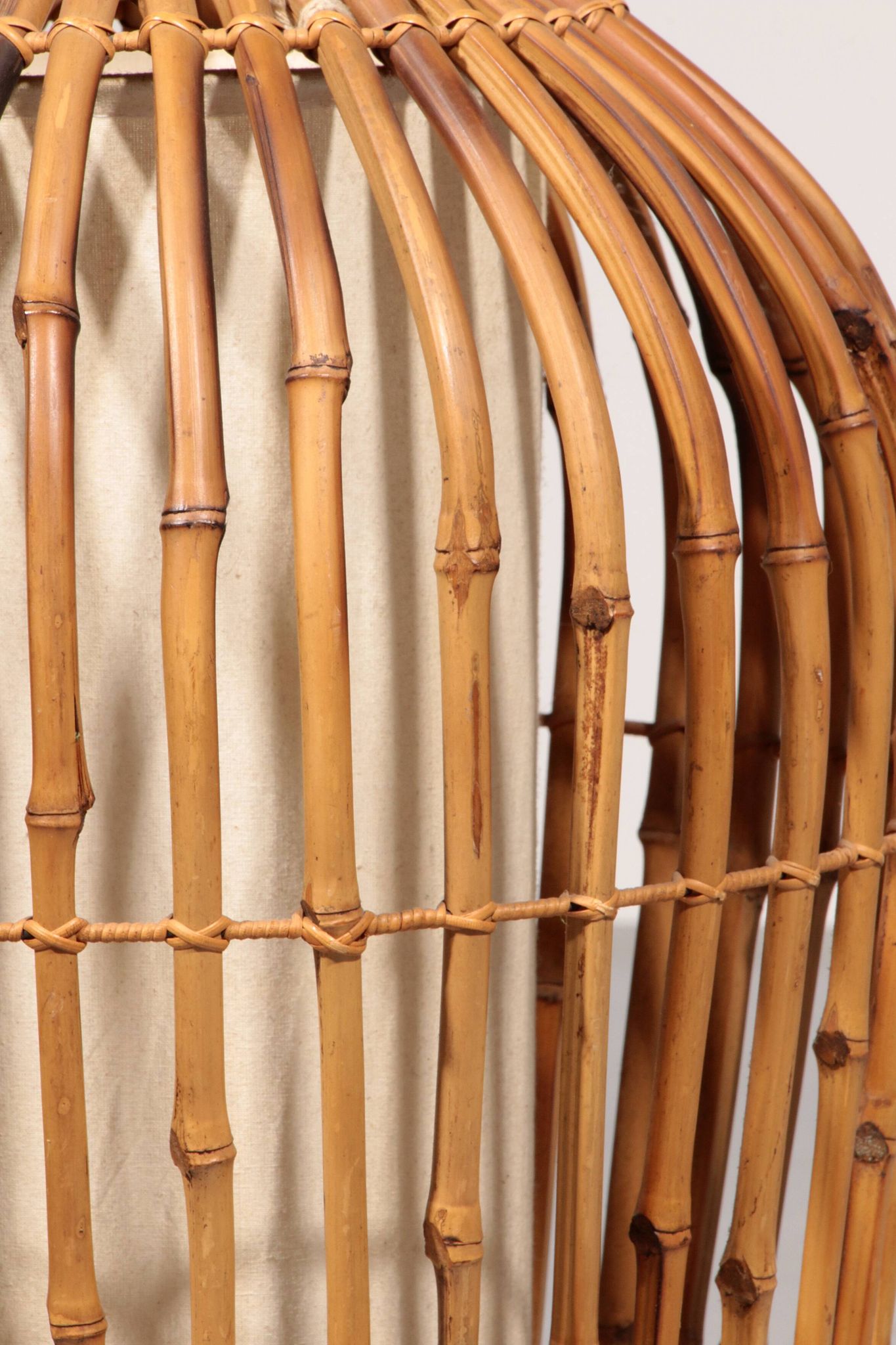 Midcentury Floor Lamp Rattan, Bamboo and Fabric Franco Albini, Italy 1960s