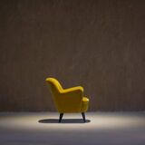 Vintage yellow velvet armchair, France 1960s