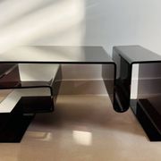 Large coffee table in smoked acrylic glass, France, 1970s