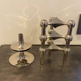 3 s22 candlesticks and 1 nagel modular base vintage 1970
