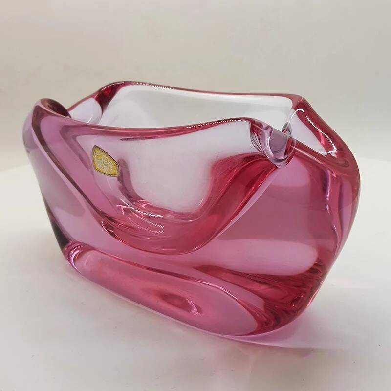1950s big rare total purple ashtray or catch-all in Murano glass. 18 cm