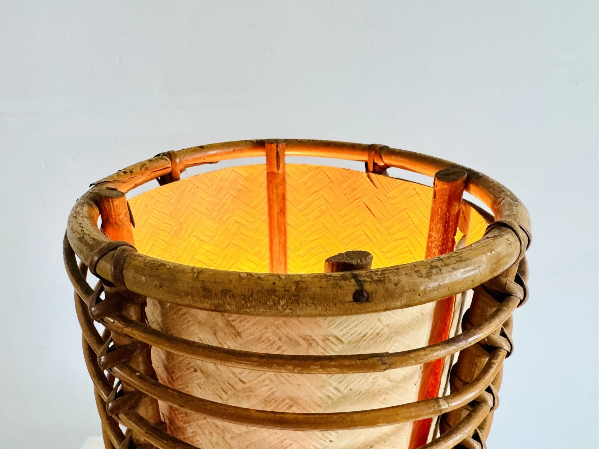 Louis Sognot Bamboo And Parchement Table Lamp, France, 1960S