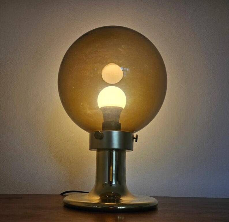 Very Rare Midcentury Large Table Brass Lamp, Switzerland, 1970s
