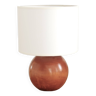 Wooden ball lamp, white lampshade, 70s