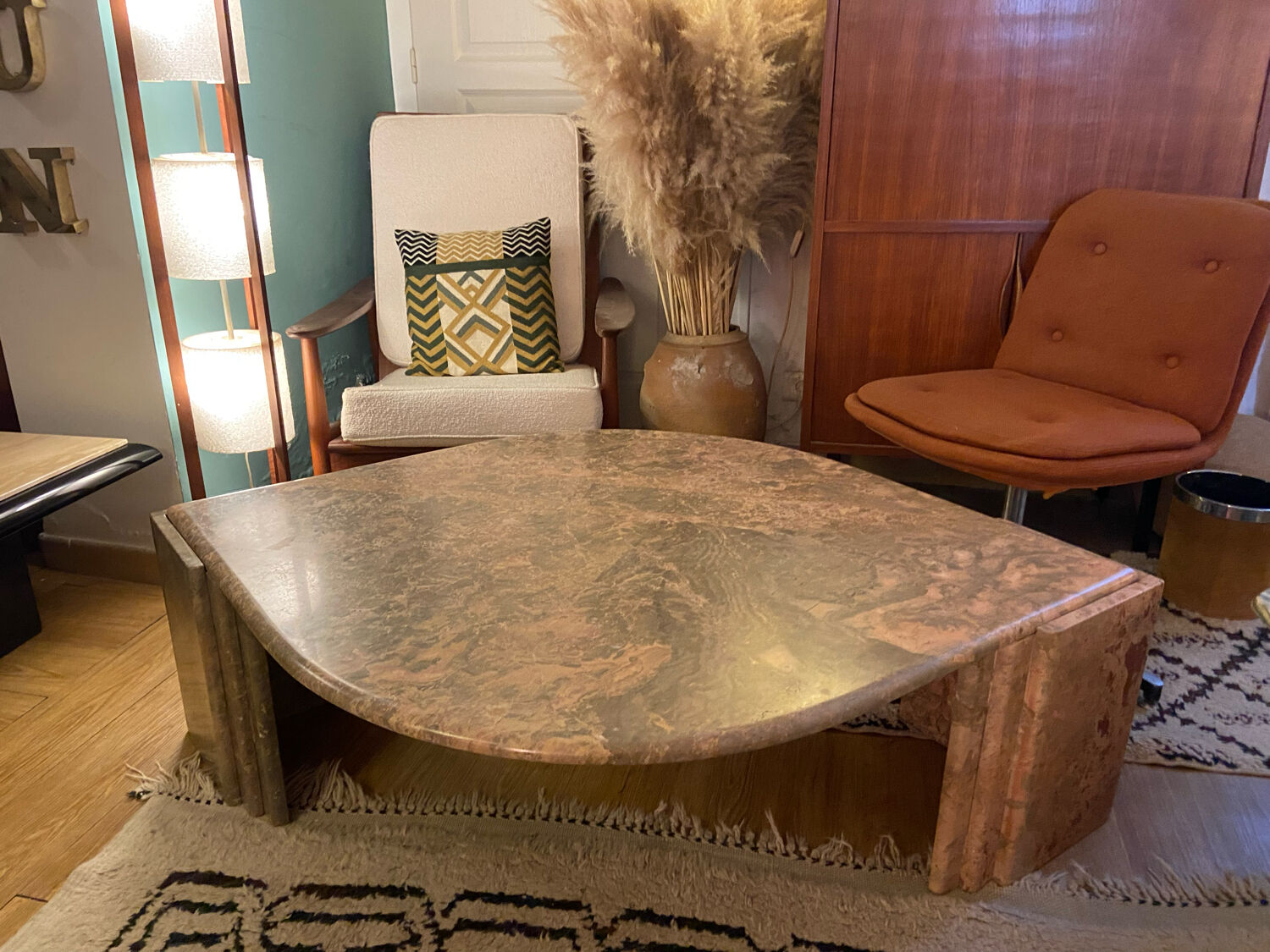 Vintage pink marble eye coffee table