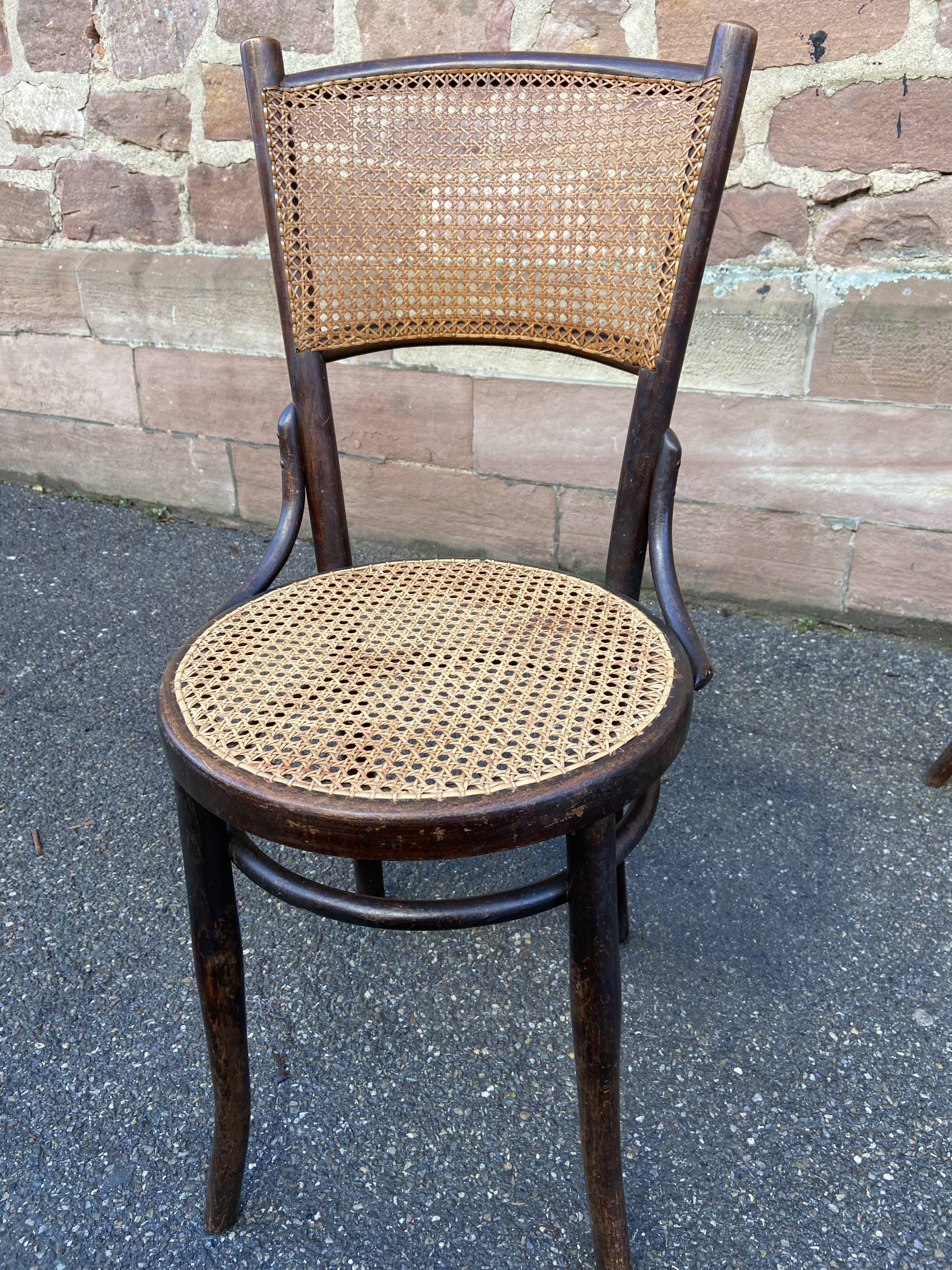Set of 4 mismatched bistro chairs vintage curved wood