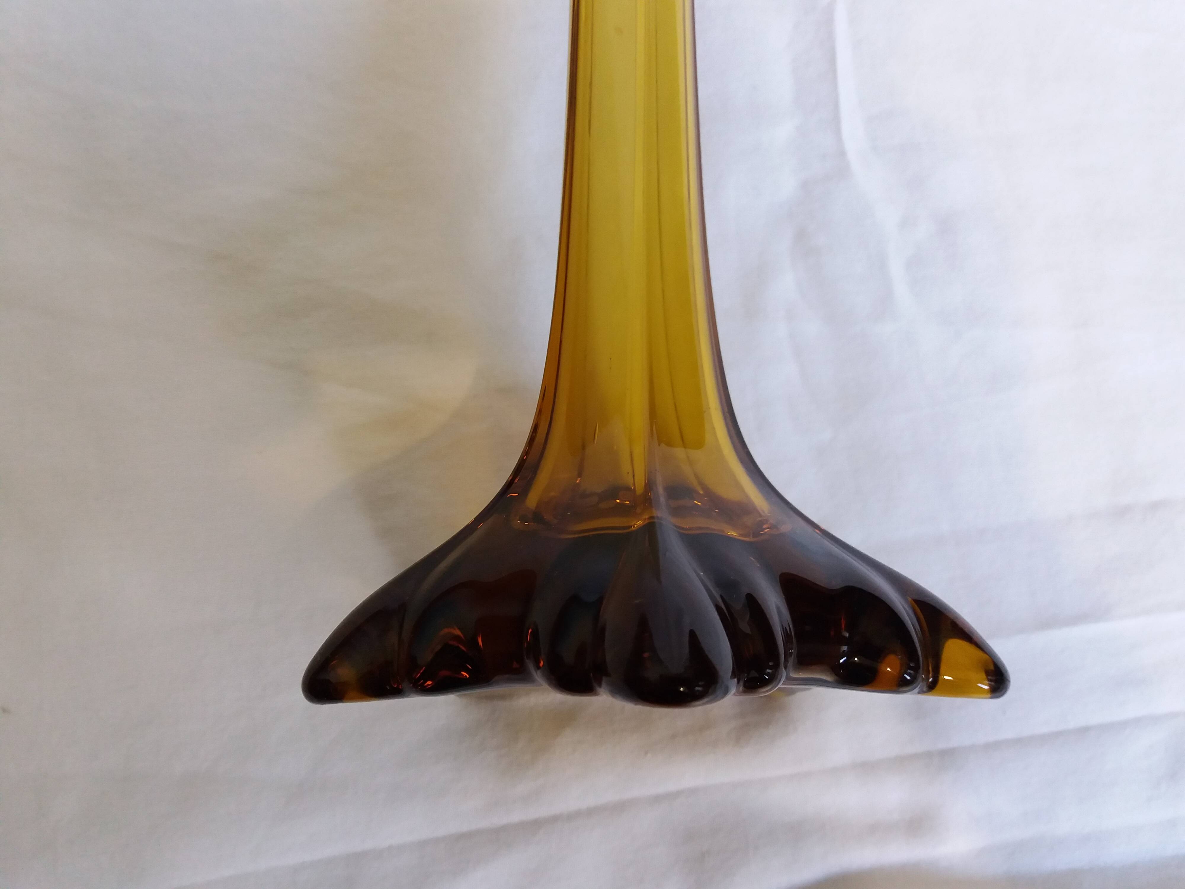 Murano style amber glass soliflore vase