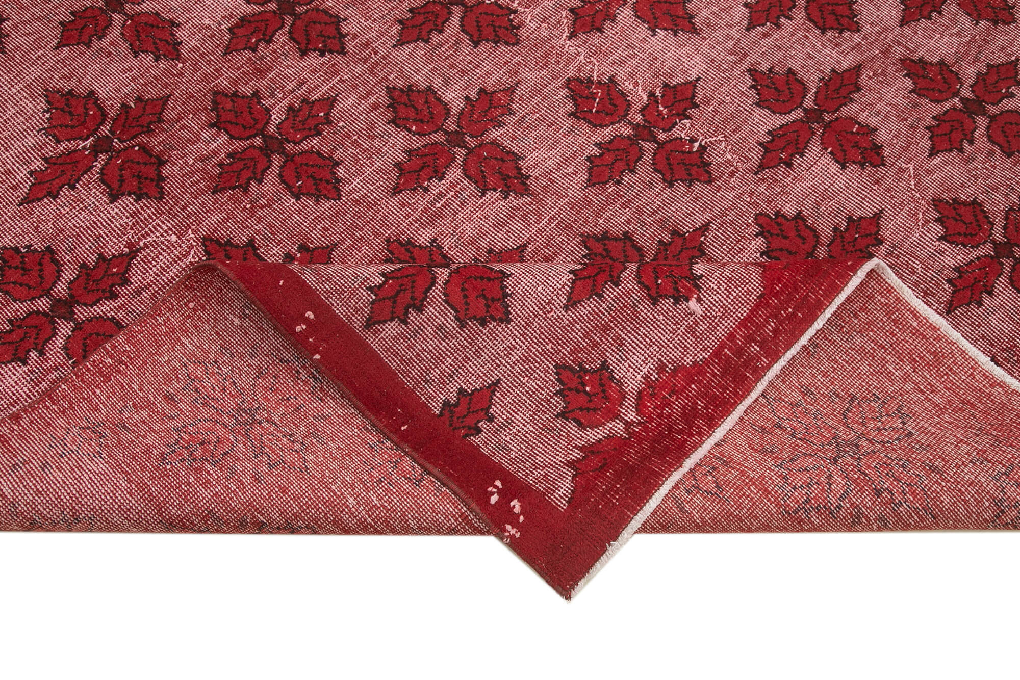 Handmade carved anatolian 1980s 180 cm x 280 cm red rug