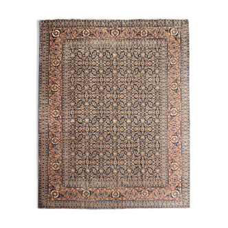 Large Vintage Indian Kashmiri Carpet Blue Wool Living Room Rug- 280x385cm