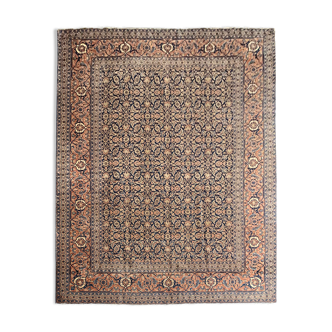 Tapis vintage indien cachemiri en laine bleue - 280x385cm