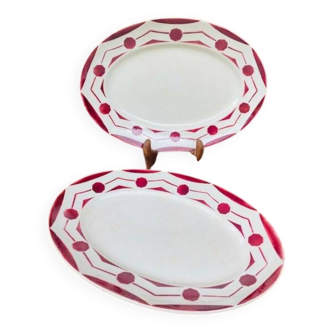 Lot de 2 plats anciens Digoin Sarreguemines modèle Ciboulette