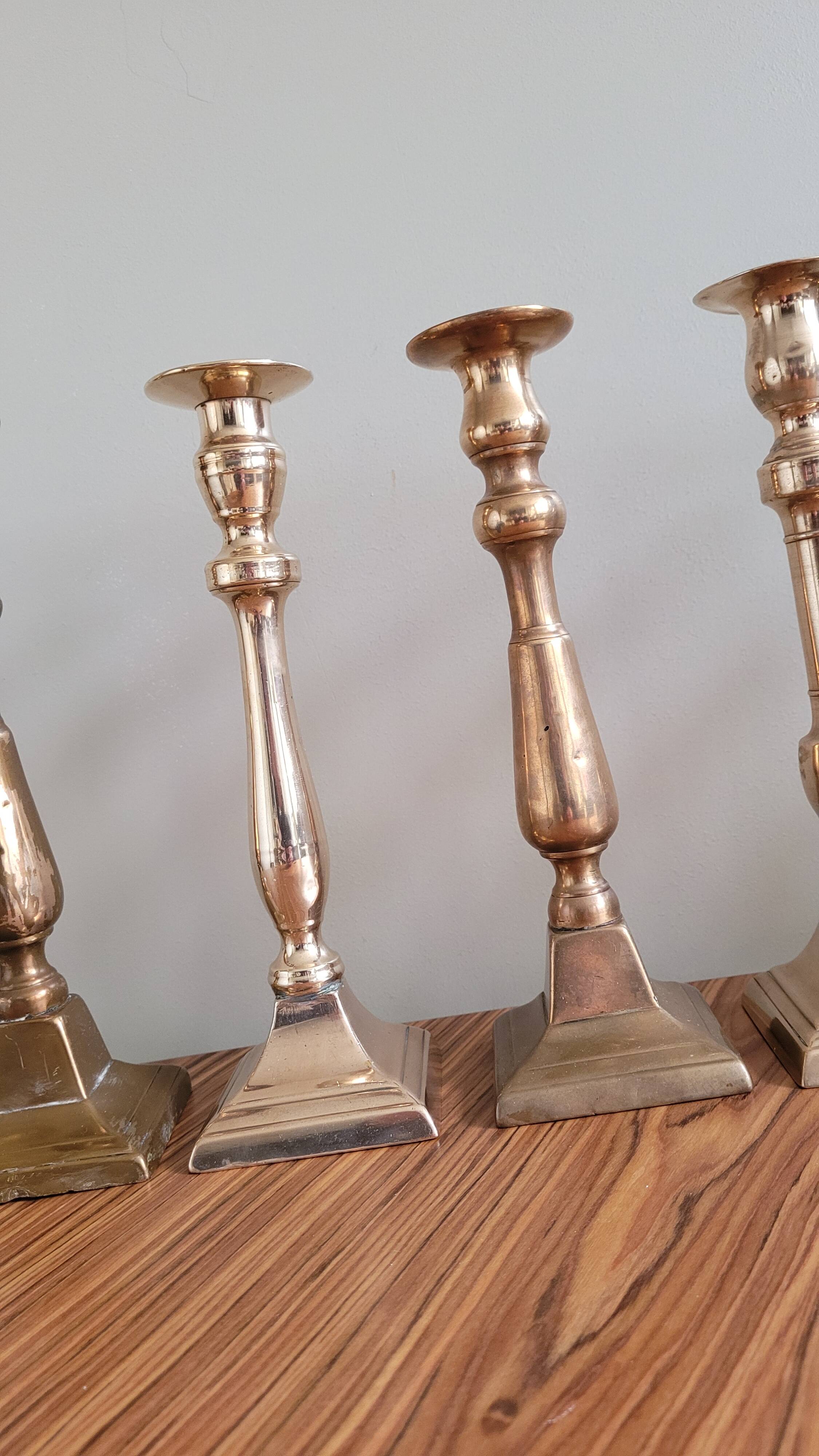 Set of 10 bronze-tinted brass candle holders 01 Pro