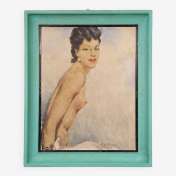 Painting signed woman nude painting from 1960s