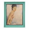 Tableau signé femme nue peinture années 1960
