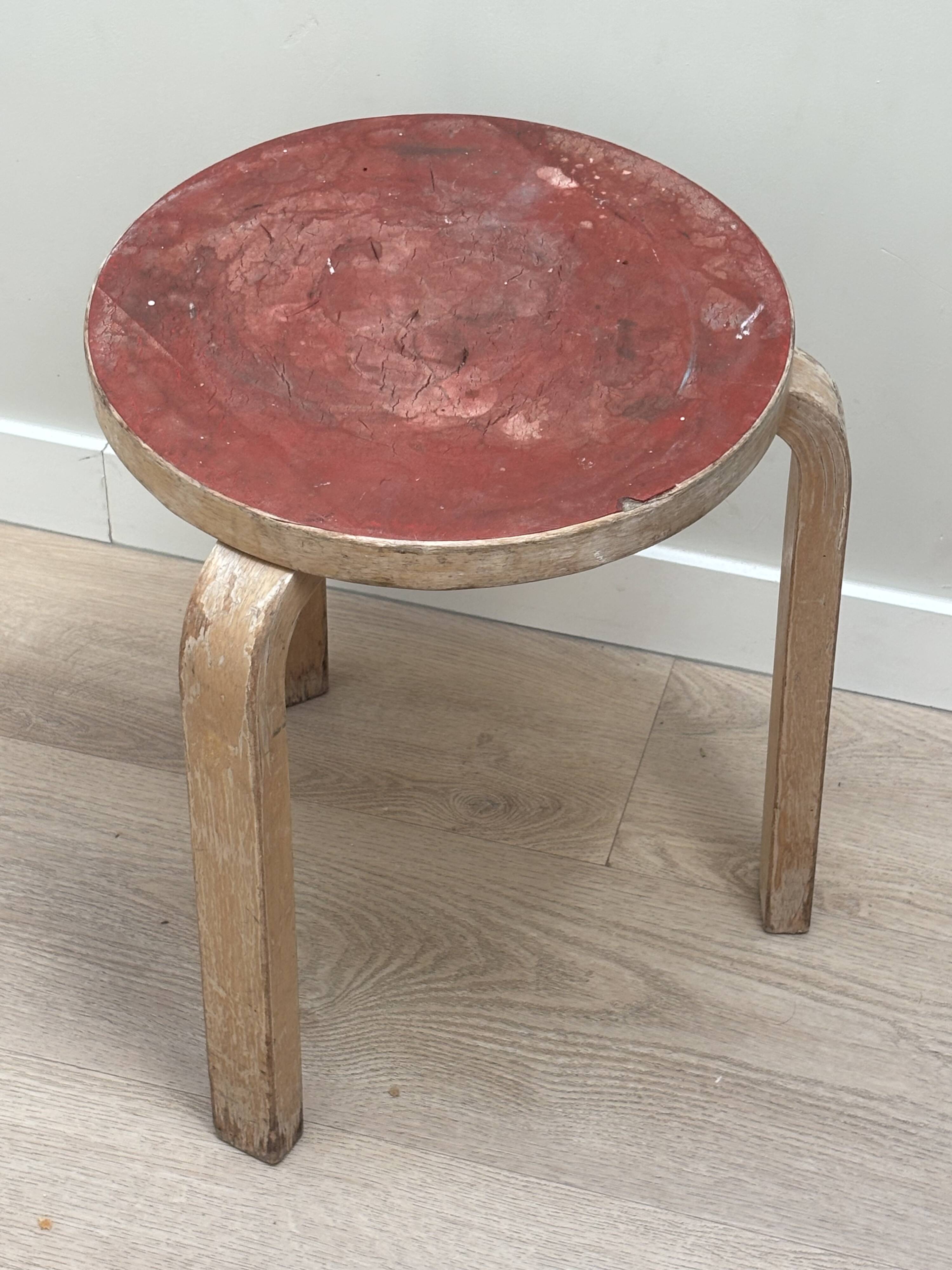 Alvar Aalto Artek Stool 60 Finland 1950s Vintage Birch Original Patina