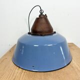 Industrial Blue Enamel and Cast Iron Pendant Light, 1960s