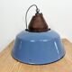 Industrial Blue Enamel and Cast Iron Pendant Light, 1960s